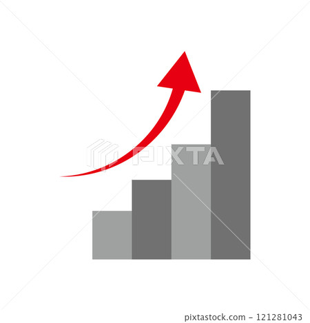 Rising graph bar graph and red arrow 121281043