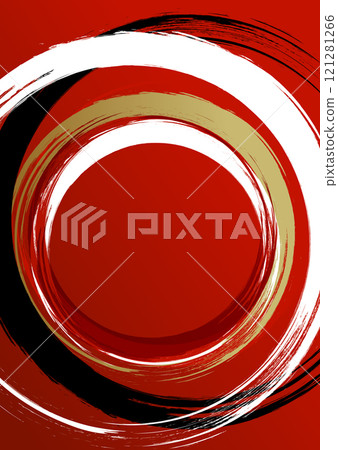Japanese-style background material with a circle drawn with a brush 121281266