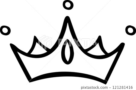 Simple, hand drawn crown representing royalty, power, and authority, perfect for design projects related to monarchy, leadership, or achievement 121281416