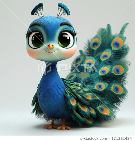 華麗孔雀的 3D 人物插圖 華麗孔雀的 3D 人物插圖 121281424