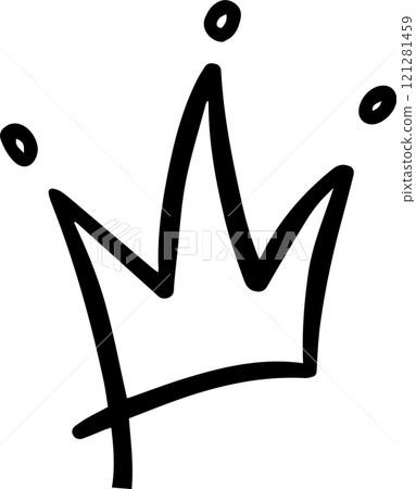 Hand drawn crown representing royalty, power, and leadership, embodying achievement and success. Ideal for a range of design projects, adding a touch of elegance and prestige 121281459