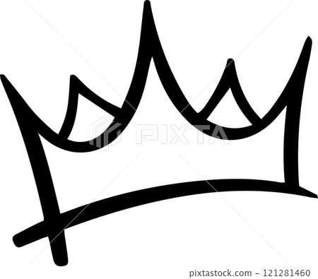 Simple, hand drawn crown representing royalty, power, and authority, suitable for various design projects related to leadership, monarchy, or achievement 121281460