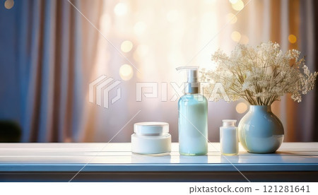 《AI image》Cosmetics image White bottle 121281641