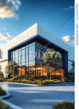 Modern office with blue accents 121281793