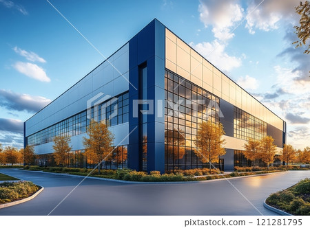 藍色調的現代辦公室 121281795