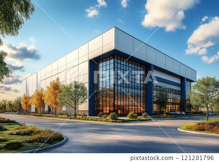 藍色調的現代辦公室 121281796