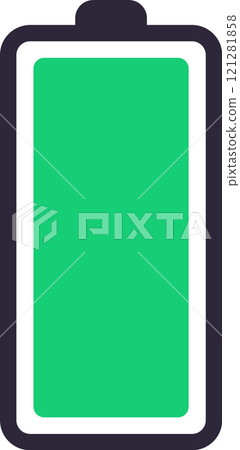 Full battery icon representing maximum charge and energy storage, symbolizing power availability and readiness for use in electronic devices Full battery icon representing maximum charge and energy storage, symbolizing power availability and readiness for use in electronic devices 121281858