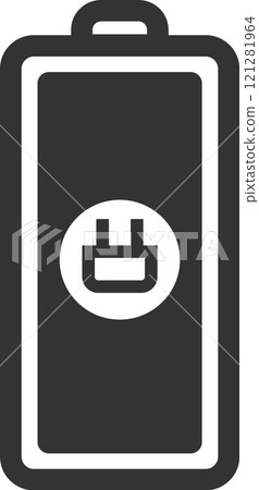 Battery icon featuring an electric plug symbol, indicating charging status while representing portable power and energy storage solutions for modern electronic devices Battery icon featuring an electric plug symbol, indicating charging status while representing portable power and energy storage solutions for modern electronic devices 121281964