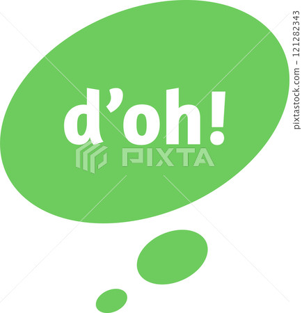 Green thought bubble featuring the interjection d oh, capturing moments of frustration, mistakes, or sudden realizations, commonly found in popular culture and humor Green thought bubble featuring the interjection d oh, capturing moments of frustration, mistakes, or sudden realizations, commonly found in popular culture and humor 121282343