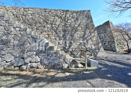 Stone walls and interior of Tsuyama Castle, one of Japan's 100 most famous castles in Mimasaka Stone walls and interior of Tsuyama Castle, one of Japan's 100 most famous castles in Mimasaka 121282619