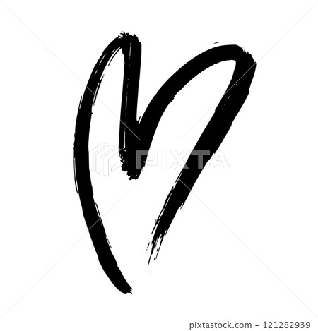 Hand Drawn Brush Heart Illustration. 121282939