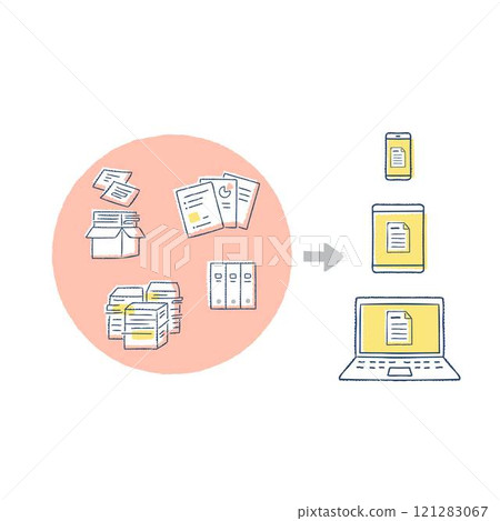 DX/從紙質資料轉換為數位資料的影像 121283067