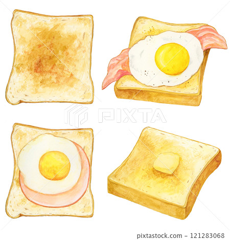 手繪水彩美味吐司插畫集 121283068