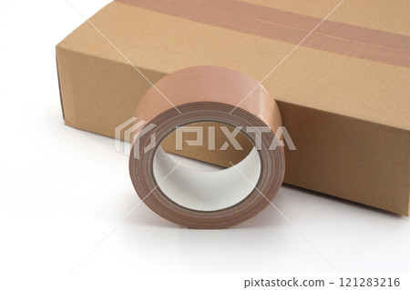管道膠帶和紙板箱 121283216