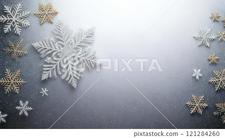 《AI Image》Snowflakes on a white gradient background 121284260
