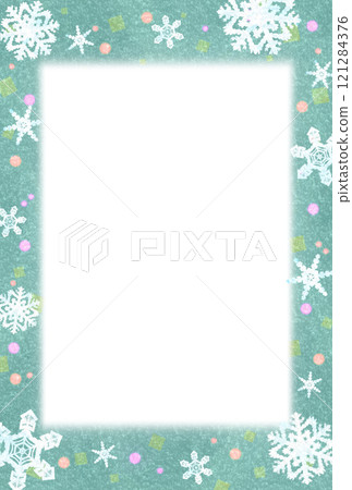 Winter image: Christmas colored snowflake frame/background material (postcard size) 121284376