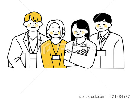 一群商人排隊的插圖 121284527