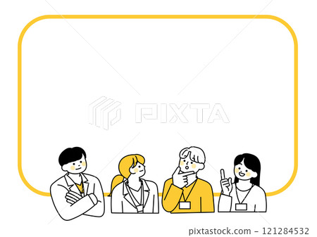 Illustrated frame of a businessman looking up 121284532