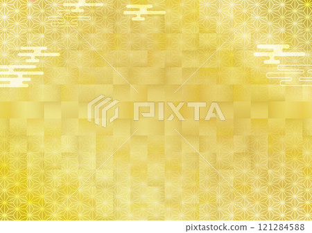 New Year's card Japanese pattern gold background frame New Year's card Japanese pattern gold background frame 121284588