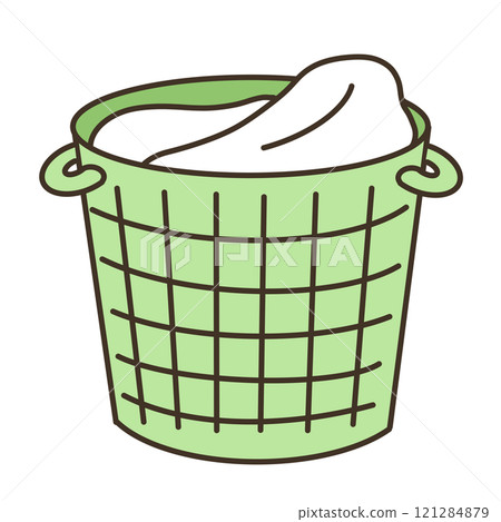 裝滿洗衣綠的籃子的插圖 裝滿洗衣綠的籃子的插圖 121284879
