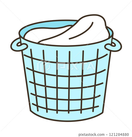 裝滿淺藍色衣物的籃子的插圖 裝滿淺藍色衣物的籃子的插圖 121284880
