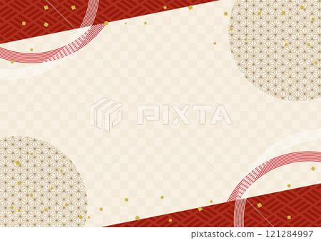 Stylish Japanese pattern and Mizuhiki New Year's card background material 1 121284997