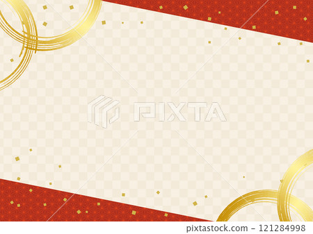 Stylish Japanese pattern and gold brush New Year's card background material 1 121284998
