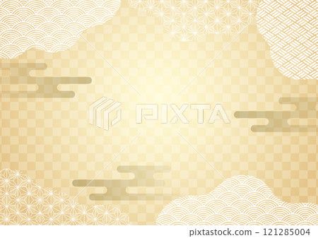 Stylish Japanese cloud pattern New Year's card background 1 121285004