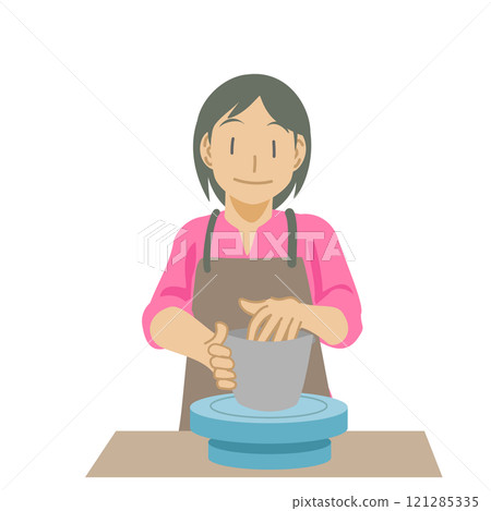 A girl making pottery using hand-formed pottery 121285335