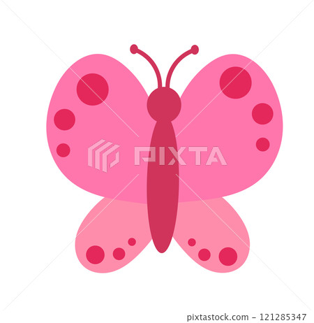Pink Butterfly with abstract ornament design wings. Insect element. Vector illustration isolated on white background. Pink Butterfly with abstract ornament design wings. Insect element. Vector illustration isolated on white background. 121285347