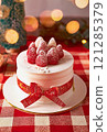 Christmas cake with glitter decorations 121285379