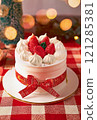 Christmas cake with glitter decorations 121285381