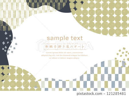 Modern Japanese pattern hand-drawn style pattern frame 121285481