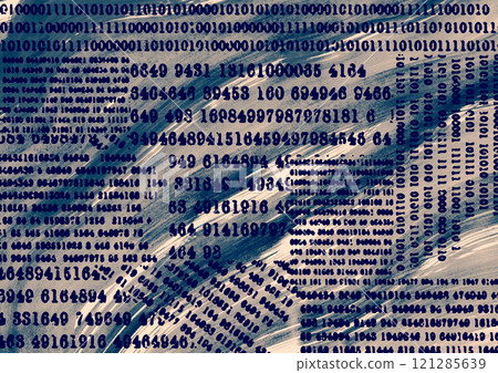 藍色水彩紋理背景與數位拼貼 藍色水彩紋理背景與數位拼貼 121285639