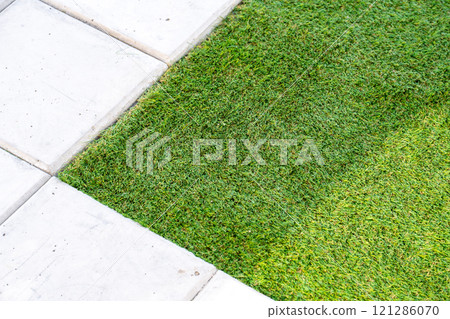 Garden slab and artificial turf Garden slab and artificial turf 121286070