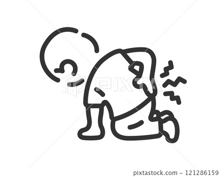 因背痛而無法站立的男子的圖標(線圖)插圖 因背痛而無法站立的男子的圖標(線圖)插圖 121286159