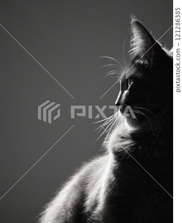 portrait black and white cat 121286385