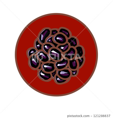 Black beans on a red plate Black beans on a red plate 121286637