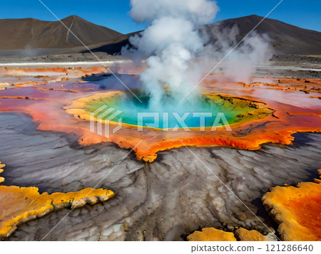 hot thermal spring in yellowstone 121286640