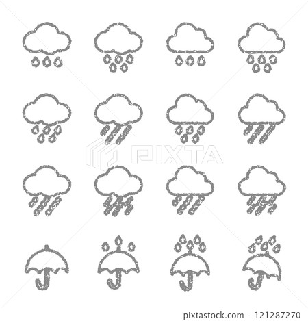 Rain icon Weather symbol Hand-drawn style Crayon Rain icon Weather symbol Hand-drawn style Crayon 121287270