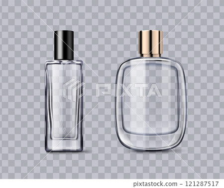 Fragrance glass bottles mockup with metal caps 121287517