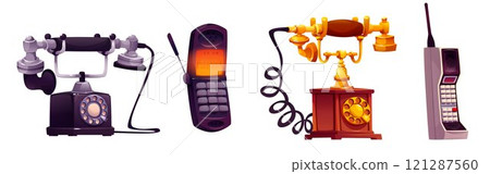 Retro and cell phones set isolated on white Retro and cell phones set isolated on white 121287560