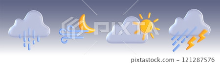 3D weather forecast icons set 121287576