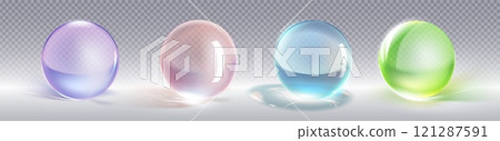 Colorful glass ball on transparent background 121287591