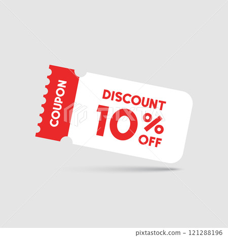 Gift voucher icon in flat style. 10% discount vector illustration on isolated background. Promotion coupon sign business concept. Gift voucher icon in flat style. 10% discount vector illustration on isolated background. Promotion coupon sign business concept. 121288196