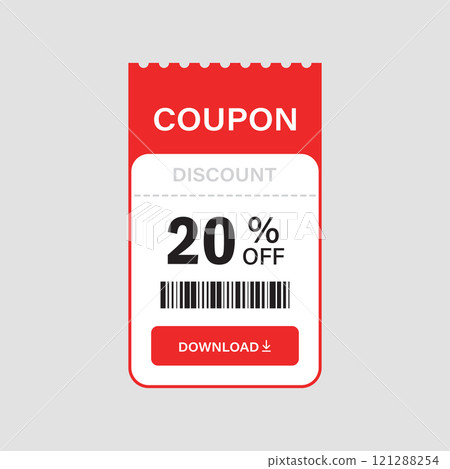 Gift voucher icon in flat style. 20% discount vector illustration on isolated background. Promotion coupon sign business concept. Gift voucher icon in flat style. 20% discount vector illustration on isolated background. Promotion coupon sign business concept. 121288254