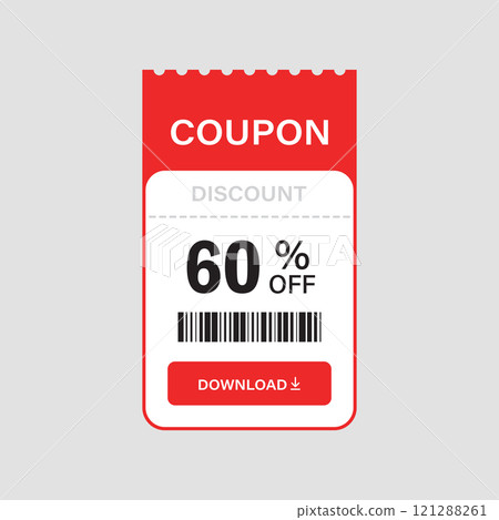 Gift voucher icon in flat style. 60% discount vector illustration on isolated background. Promotion coupon sign business concept. Gift voucher icon in flat style. 60% discount vector illustration on isolated background. Promotion coupon sign business concept. 121288261