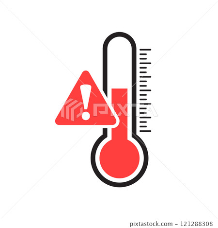 Thermometer icon in flat style. Climate control vector illustration on isolated background. Weather change sign business concept. 121288308