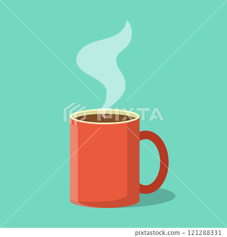 Coffee or tea cup icon in flat style. Hot drink vector illustration on isolated background. Mug sign business concept. 121288331