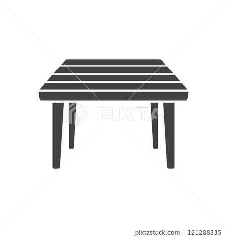 Table furniture icon in flat style. Wooden table vector illustration on isolated background. Dinner desk sign business concept. 121288335